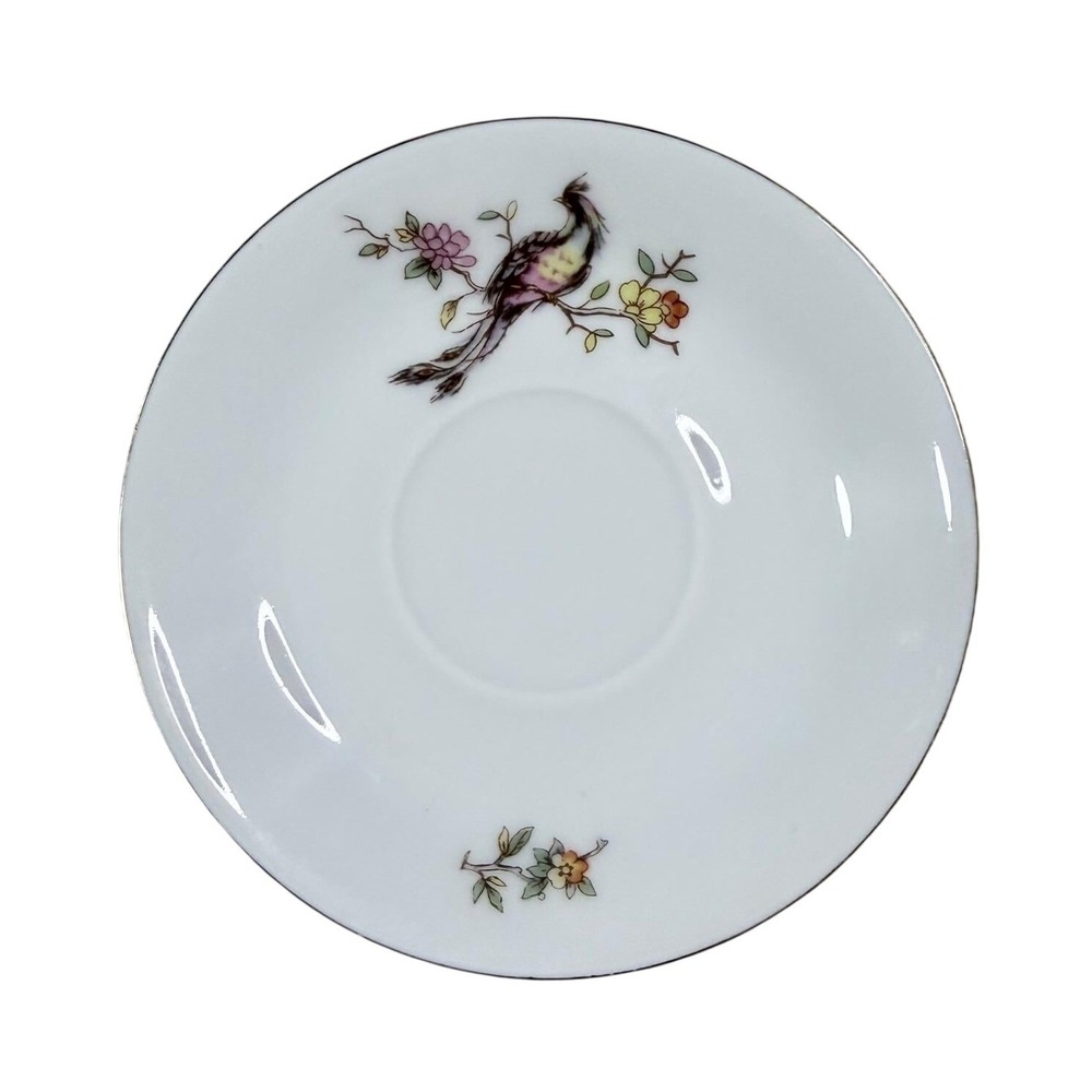 VTG Kahla German Democratic Republic Saucer Bird Floral Gold Trim Porcelain